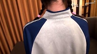 Japanese teen honey Rui Yazawa in pink toys her pussy a