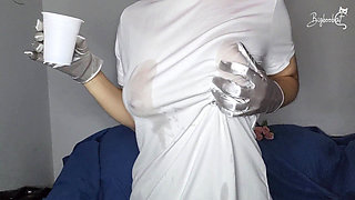 My Big Natural Tits Are Waiting for Your Gaze as I Masturbate Masked