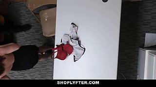 Stealer dark haired leans over and gets fucked by the mall cop