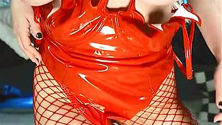 Busty devil costume teases tentacle dildo solo passion