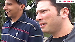 Horny slut gets mouth filled with cum after a hot gangbang