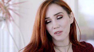 Redhead tutor Jupiter Jetson enjoys anal from thick junior Diego Perez on the couch