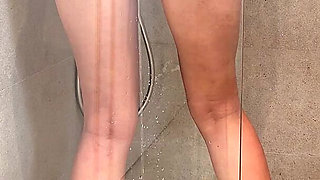 Omorashi Teen Pee Holding in Shower: Desperate Girl Squirming & Gaping Asshole Power Pissing Close up