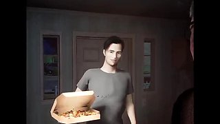 Hot Granny Squirts on Pizza - Hairy Pussy & Big Tits Action
