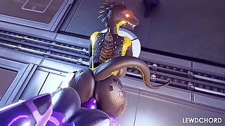 Lizard Fucked by Futa Lovemaking Robot