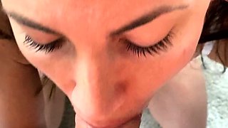 Hot POV homemade blowjob with brunette girlfriend