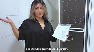 Petite Latina Real Estate Agent with Huge Natural Tits Fucked Hard by Colombian Stud - Naty Delgado