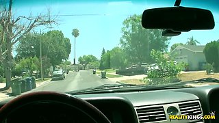 Brunette Street Seduction with Romeo Price in Car Heat