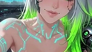 Cyberpunk Anime Women Boobs Shaking, Ai Animation