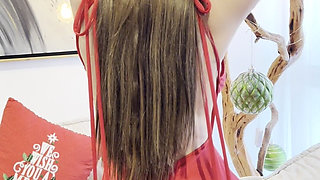 Taking off My Red Dress to Show You My Huge Ass and Tits