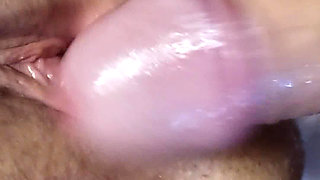 Close up Gushing Watersports - Shaved Cunt Soaked by Hardwood’s Cock
