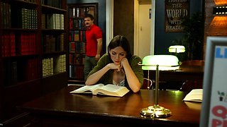 Curvy Ladyboy rimjob and analed in the library