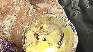 Horny Blonde Step Sisters Smeared with Vanilla Cream and Masturbates Pussy