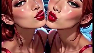Cute Lesbians Tongue and Kiss Fetish, Ai Animation