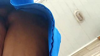 Priscila's Fat Pussy Flashed While Cleaning Sidewalk Without Panties