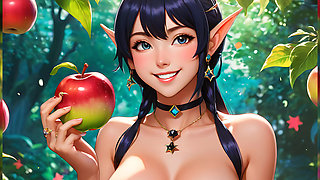 Cartoon Nude Adult Woman Eating Star Fruit - Ai Artistic Slideshow
