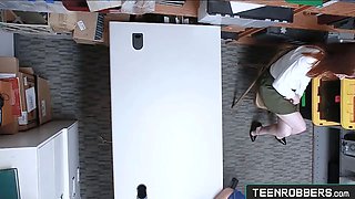 Petite red haired teen thief screwed in doggy-style by mall guard - teenrobbers.com