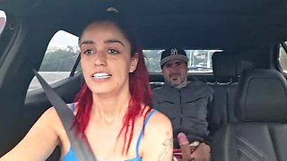 Uber Driver Catches Redhead Teen Masturbating in Car - Amateur POV Blowjob & Cumshot
