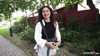 GERMAN SCOUT - Fit Bartender Helina Dream Pick Up for no condom Casting Fuck