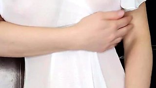 Glamour babe with big boobs masturbates in lingerie