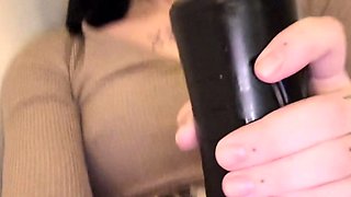 Chubby Brunette Big Boobs Dildo Masturbation