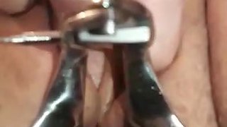 Hotwife Cristina Cavargic rubs her speculum-stretched pussy