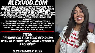 Hotkinkyjo Fuck Long Red Dildo with Her Loose Ass, Anal Fisting & Prolapse