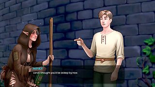 Romantic scene featuring MissKitty2K as a vet in an animated adventure