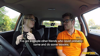 Fake Driving School - Naughty Student Satine Spark Blows Instructor for Passed Driving Test