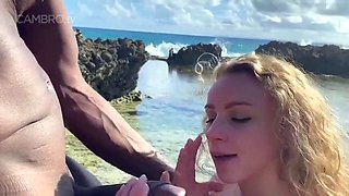 Cock loving randy blonde with braces does blowjob outdoor
