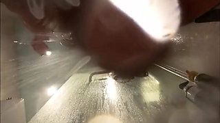 Webcam Under Stepsisters Bath. Wet Pussy After Sex with Boyfriend