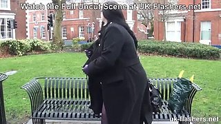 Hot British Babe Flashes Her Fat Pussy in Public for UK Flashers