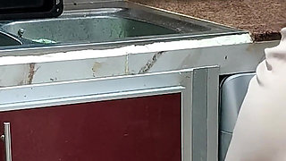 Egyptian Sharmota Get Her Pussy Wet in Kitchen Arabic Big Woman