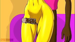 Busty Anime Housewife Cheats on Cuckold Husband - Hentai Cartoon Parody on Pink Couch