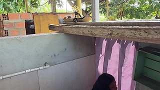 Horny Stepsister Calls Her Husband's Stepcousin From the Bathroom to Have Him Fuck Her
