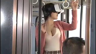 Japanese fucked on bus wearing VR glasses: Blowjob, Doggy  Missonary Porn