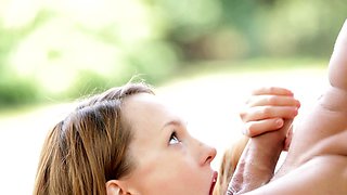 Blue A Blonde Puffy Nipples Babe Fucks And Sucks Outside