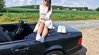 Hot brunette foot fetish play