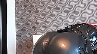 Asian dominatrix in latex pegging Sissy with huge BBC strapon