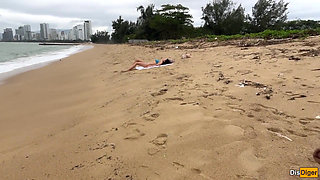 Babe Can I Cum on Your Tits? - Cock Flashing on the Beach