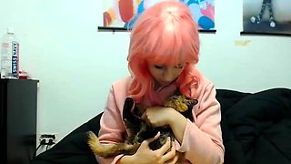 Sexy amateur redhead teen double dildo action