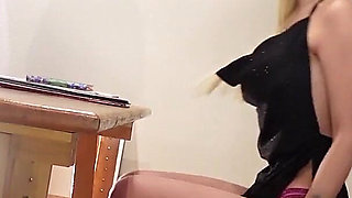 Cumming on Sexy and Horny Big Tits Secretary While She Rubs Her Tight Meaty Pussy Under Her Desk at the Office