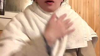 Hairy Japanese Teen Hana Shows Tiny Tits After Shower