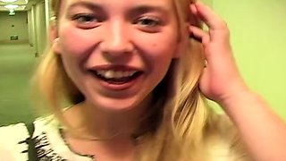 Cute blonde teen girlfriend awesome POV blowjob