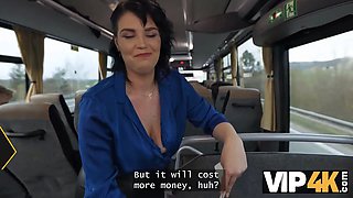 Vip4k. pretty huge titted lady is hardcore in the bus