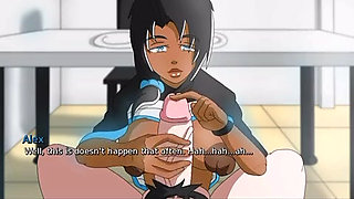 Horny robot MILF gives you a handjob and blows your huge cock