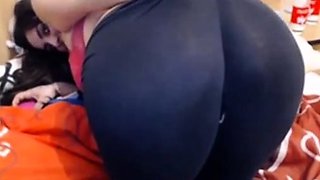 Russian Girl Teases in Spandex Yoga Leggings - Webcam Show