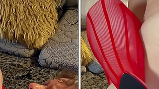 Granny Lady in Red: Dildo Play & 2 Position Fucking Orgasm