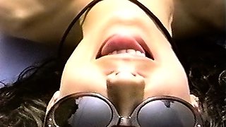 StrapOn Lesbian with big boobs fucks her blonde sexy GF