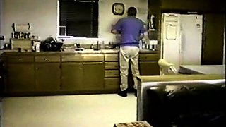 Sexy blonde busty MILF in stockings pleasing young lucky guy